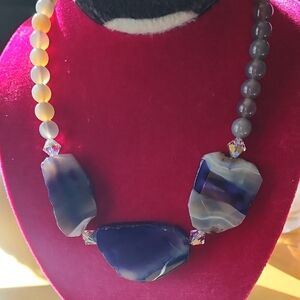 Elegant Blue and Purple Stone Necklace